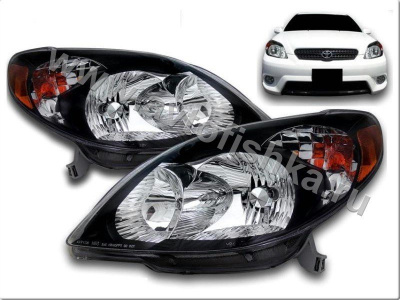 Toyota Matrix (03-07) фары передние черные, комплект 2 шт.