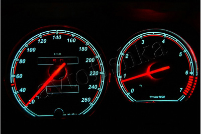 Volkswagen Corrado светодиодные шкалы (циферблаты) на панель приборов - дизайн 3